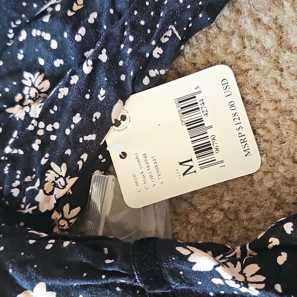 Free People Tess Floral Print Mini Dress Black Size Medium - Picture 6 of 8